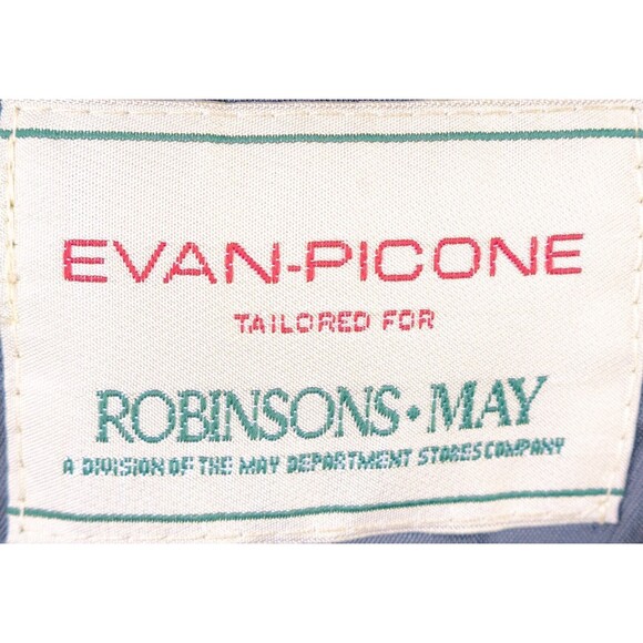 Evan Picone Blue Herringbone Wool Blend Two Button Two Piece Suit Size: 42R - Picture 10 of 14